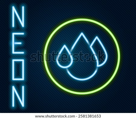 Glowing neon line Water drop icon isolated on black background. Colorful outline concept. Vector