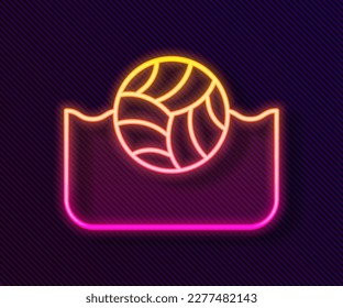 Glowing neon line Water polo icon isolated on black background.  Vector