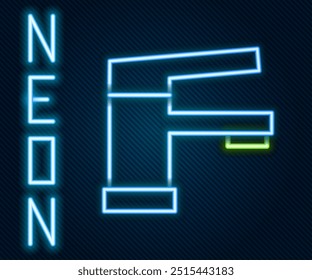 Glowing neon line Water tap icon isolated on black background. Colorful outline concept. Vector