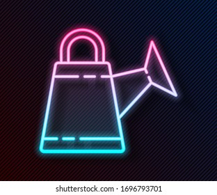 Glowing neon line Watering can icon isolated on black background. Irrigation symbol.  Vector Illustration