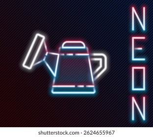 Glowing neon line Watering can icon isolated on black background. Irrigation symbol. Colorful outline concept. Vector Illustration