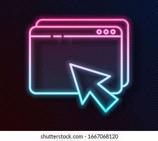 Glowing neon line Web design and development concepts icon isolated on black background.  Vector Illustration