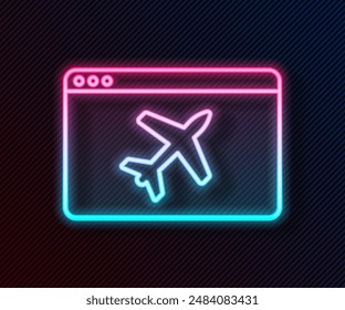 Glowing neon line Website template icon isolated on black background. Internet communication protocol.  Vector
