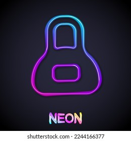 Línea de neón brillante Icono de peso aislado en fondo negro. Bloqueo de peso Kilogramo para el levantamiento de peso y la escala. Símbolo de masa.  Vector