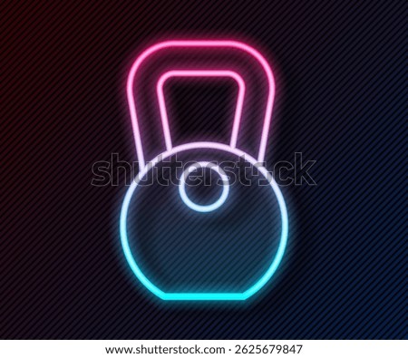 Glowing neon line Weight icon isolated on black background. Kilogram weight block for weight lifting and scale. Mass symbol.  Vector
