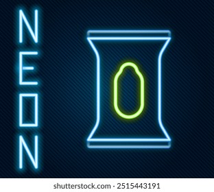 Glowing neon line Wet wipe pack icon isolated on black background. Colorful outline concept. Vector