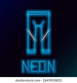 Glowing neon line Wetsuit for scuba diving icon isolated on black background. Diving underwater equipment. Colorful outline concept. Vector