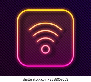 Symbol für ein leuchtendes, neonlineares Wi-Fi-WLAN-Netzwerk, einzeln auf schwarzem Hintergrund.  Vektorgrafik