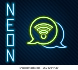 Glowing neon line Wi-Fi wireless internet network symbol icon isolated on black background. Colorful outline concept. Vector