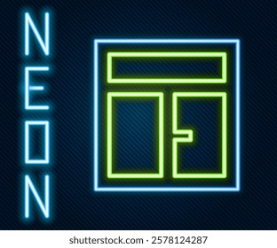 Glowing neon line Window in the room icon isolated on black background. Colorful outline concept. Vector Illustration