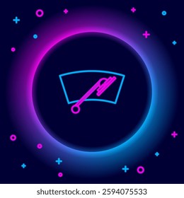 Glowing neon line Windscreen wiper icon isolated on black background. Colorful outline concept. Vector