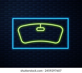 Glowing neon line Windshield icon isolated on brick wall background.  Vector Illustration