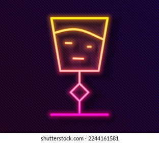 Glowing neon line Wine glass icon isolated on black background. Wineglass sign.  Vector Illustration