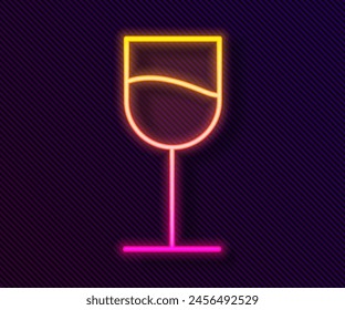 Glowing neon line Wine glass icon isolated on black background. Wineglass sign.  Vector Illustration