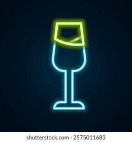 Glowing neon line Wine glass icon isolated on black background. Wineglass sign. Colorful outline concept. Vector