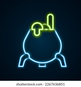 Glowing neon line Witch cauldron icon isolated on black background. Happy Halloween party. Colorful outline concept. Vector