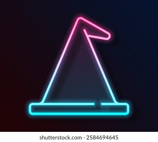 Glowing neon line Witch hat icon isolated on black background. Happy Halloween party.  Vector