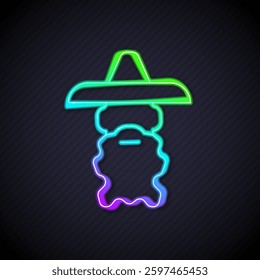 Glowing neon line Wizard warlock icon isolated on black background.  Vector