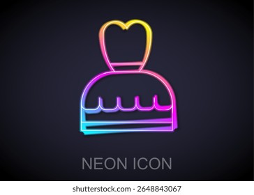 Glowing neon line Woman dress icon isolated on black background. Clothes sign.  Vector