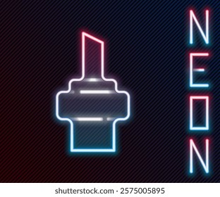 Glowing neon line Wooden cork for wine icon isolated on black background. Colorful outline concept. Vector