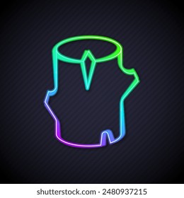 Glowing neon line Wooden log icon isolated on black background. Stack of firewood.  Vector