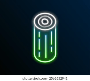 Glowing neon line Wooden logs icon isolated on black background. Stack of firewood. Colorful outline concept. Vector