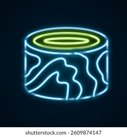 Glowing neon line Wooden logs icon isolated on black background. Stack of firewood. Colorful outline concept. Vector