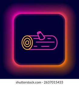 Glowing neon line Wooden logs icon isolated on black background. Stack of firewood. Colorful outline concept. Vector