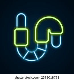 Glowing neon line Worm icon isolated on black background. Fishing tackle. Colorful outline concept. Vector