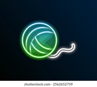 Glowing neon line Yarn ball icon isolated on black background. Label for hand made, knitting or tailor shop. Colorful outline concept. Vector