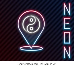 Glowing neon line Yin Yang symbol of harmony and balance icon isolated on black background. Colorful outline concept. Vector