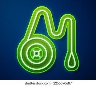 Glowing neon line Yoyo toy icon isolated on blue background.  Vector
