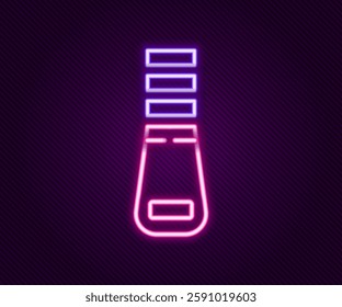 Glowing neon line Zipper icon isolated on black background. Colorful outline concept. Vector