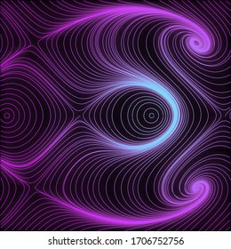 Glowing neon lines. Abstract minimal background with beautiful gradient. Future concept. Vibrant futuristic wallpaper with geometric elements. EPS 10.