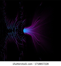 Glowing neon lines. Abstract minimal background with beautiful gradient. Future concept. Vibrant futuristic wallpaper with geometric elements. EPS 10.