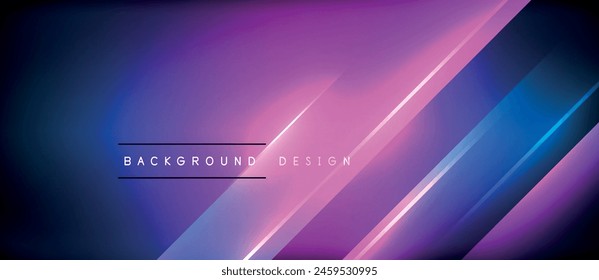 Glowing neon lines in electric blue and purple hues create an entertaining visual effect lighting on a dark background, resembling lens flare and creating a mesmerizing pattern