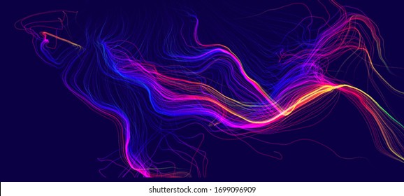 Glowing neon lines. Future concept. Vibrant wallpaper. Futuristic backdrop. Creative graphic design for poster, brochure, flyer and card. EPS 10.