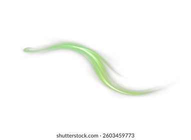 Glowing neon lines in green tones with sparkling energy effects and fast motion swirls. Abstract futuristic design featuring beams, streaks, and curved light waves on a transparent background. png