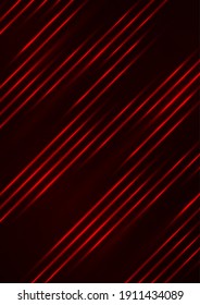 Glühende Neonlinien, die sich schnell auf dunklem Hintergrund bewegen. Rote Streifen und glitzernde Röntgenspuren auf dunklem Hintergrund. Futuristisches Design. Vektorgrafik