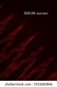 Glowing neon lines moving fast on a dark background. Red stripes and glittering ray traces on a dark background. Futuristic design. Vector illustration