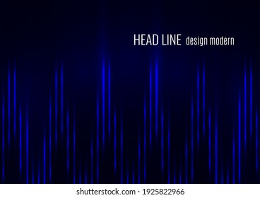 Glowing neon lines moving fast on a dark background. Blue stripes and glittering ray traces on a dark background. Futuristic design. Vector illustration