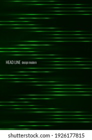 Glowing neon lines moving fast on a dark background. Green stripes and glittering ray traces on a dark background. Futuristic design. Vector illustration
