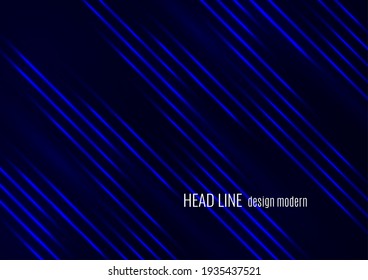 Glowing neon lines moving fast on a dark background. Blue stripes and glittering ray traces on a dark background. Futuristic design. Vector illustration