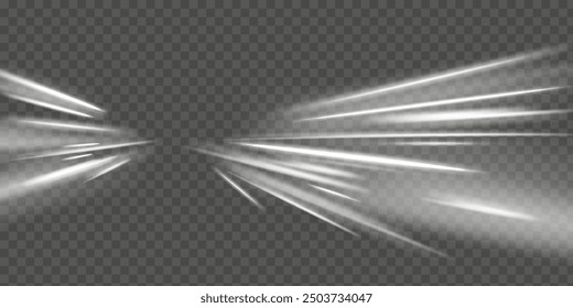 Glowing neon lines png of speed. Set of light effect twirl, trail wavy. White light trails with motion blur effect, long exposure time vector. Luminous glitter circle. Abstract sparkling swirl, wave