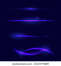 Líneas de neón brillantes y Formas sobre un fondo oscuro en Vector
