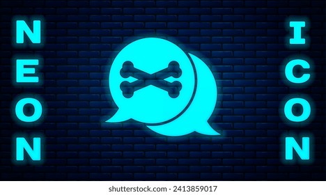 Glowing neon Location pirate icon isolated on brick wall background.  Vector