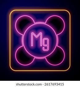 Glowing neon Magnesium chemical element icon isolated on isolated on black background.  Vector