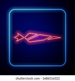 Glowing neon Marijuana joint, spliff icon isolated on blue background. Cigarette with drug, marijuana cigarette rolled.  Vector Illustration