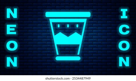 Glowing neon Mexican drum icon isolated on brick wall background. Music sign. Musical instrument symbol.  Vector