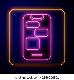 Glowing neon Mobile 24 hours support icon isolated on black background. All-day customer support call-center. Full time call services.  Vector